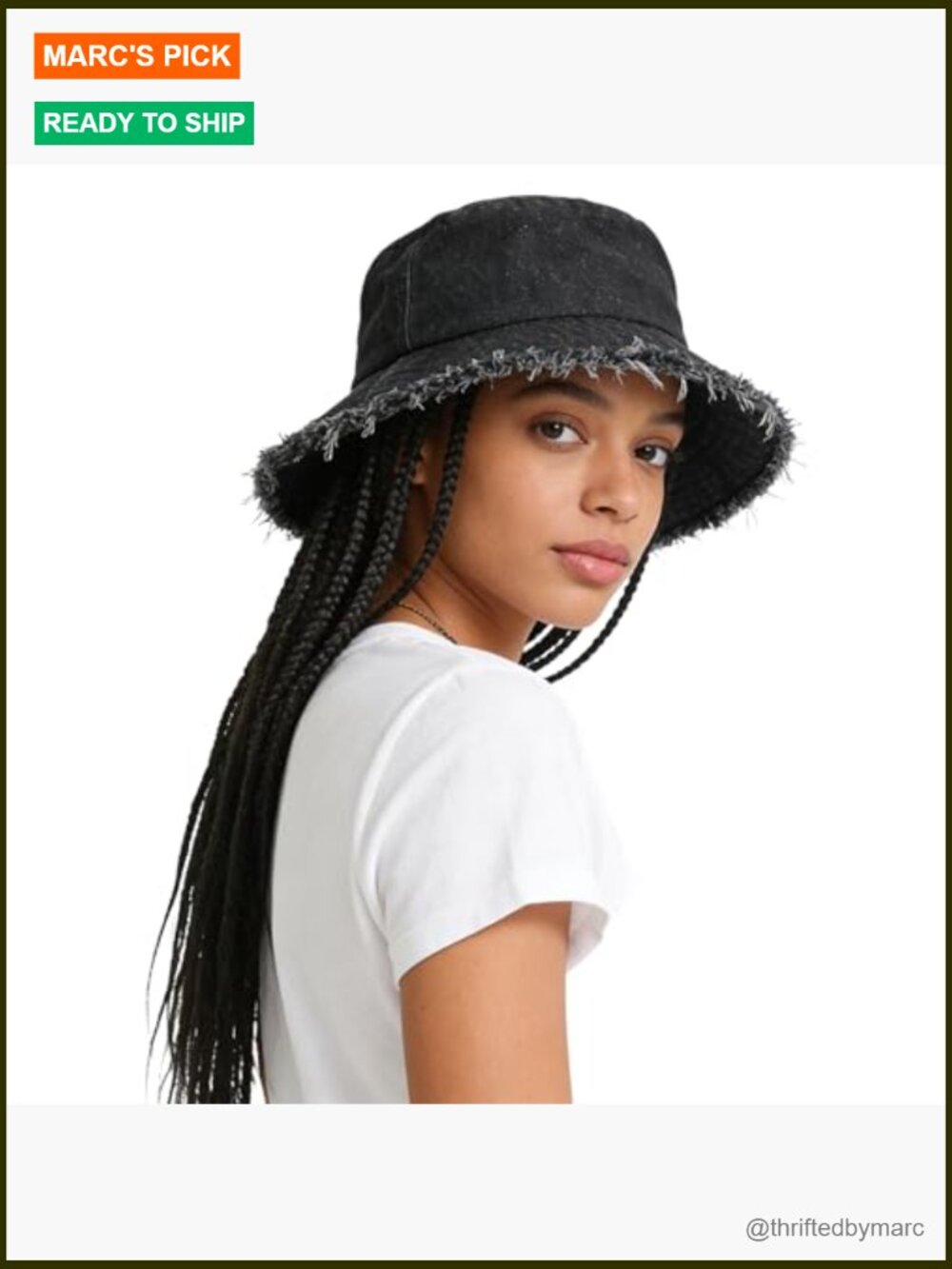 Frayed Denim Bucket Hat Distressed Fisherman Cap Wide Brim Boonie Sun Hat - Picture 4 of 7